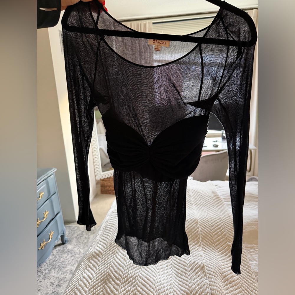 Birdies Black Sheer Top